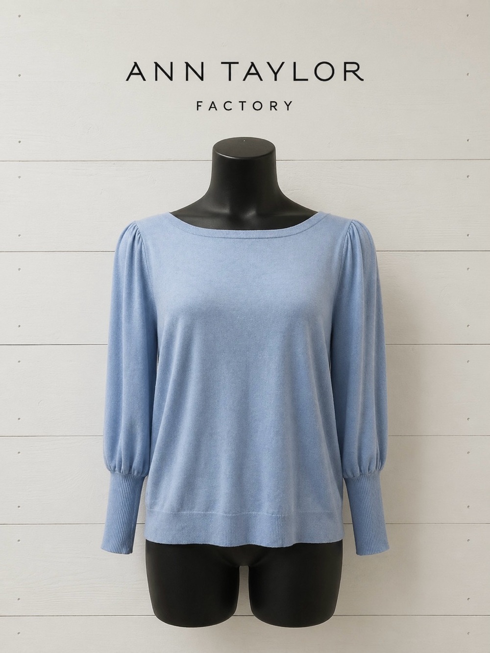 ANN TAYLOR FACTORY • Light Blue Puff Sleeve Sweater • Size XL